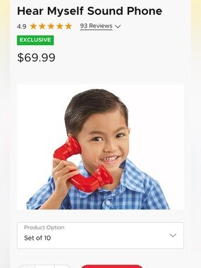 Lakeshore hear myself Red Retro Toy Phone Receiver for Kids - Imaginative Play